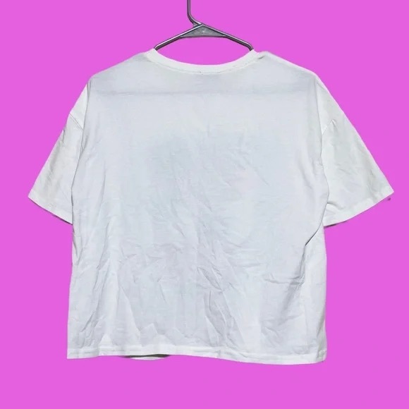 White Graphic T-Shirt with Abstract Face Design - Picture 4 of 4